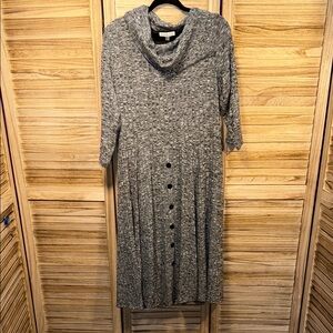 Robbie Bee Gray Cowl Neck Button-Down Dress Size XL